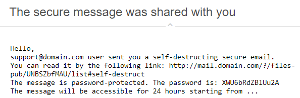 Sending self-destructing email
